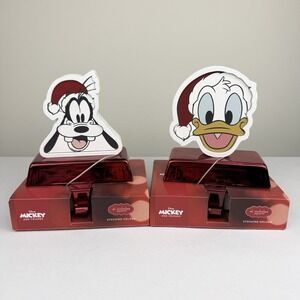 Disney Christmas NEW Stocking Holder Duo Goofy Donald Portraits Heavy Set of 2